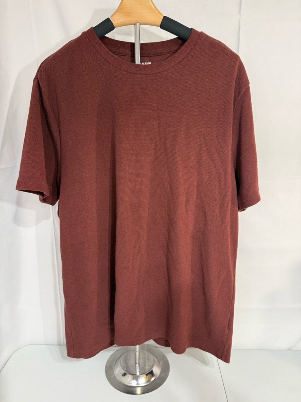 Old Navy Waffle Knit Tee XL Rust Brown Thermal Short Sleeve